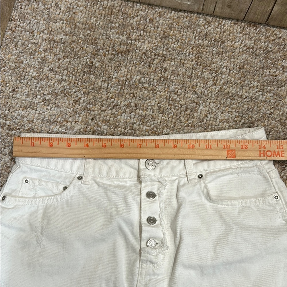 White Zara Denim Mini Skirt Small - Picture 7 of 13